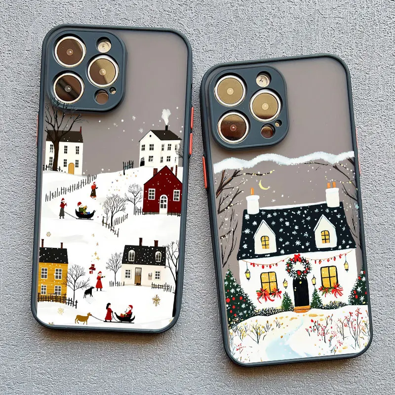 Rural Building Snow Scenery Phone Case For iPhone 16 15 Pro Max Plus 14 13 Pro Max 12 Mini 11 XS X XR 7 8 Plus Shockproof Covers - Image 3