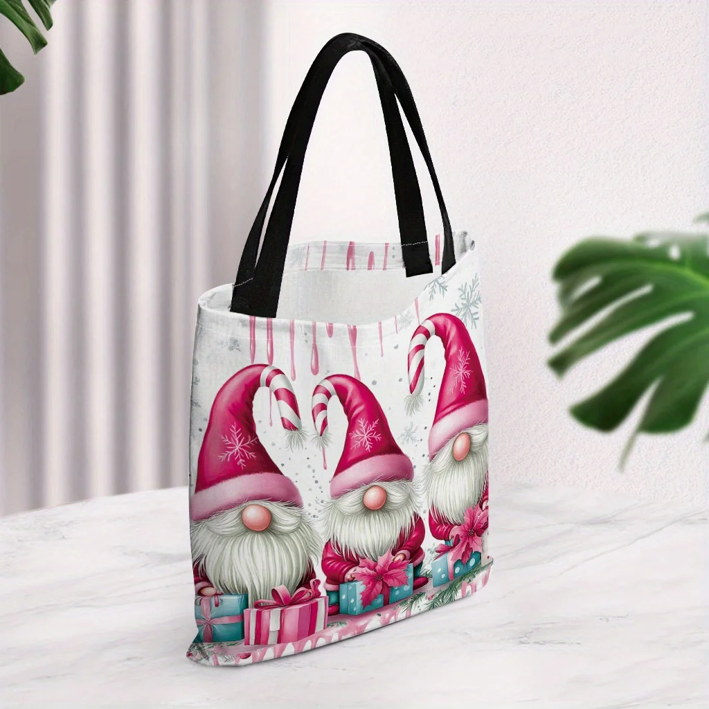 1pc Christmas, Pink Dwarfs Printed Pattern Tote Bag, Pack, Perfect for Shopping, Cheap, Gifts for Friends, Family