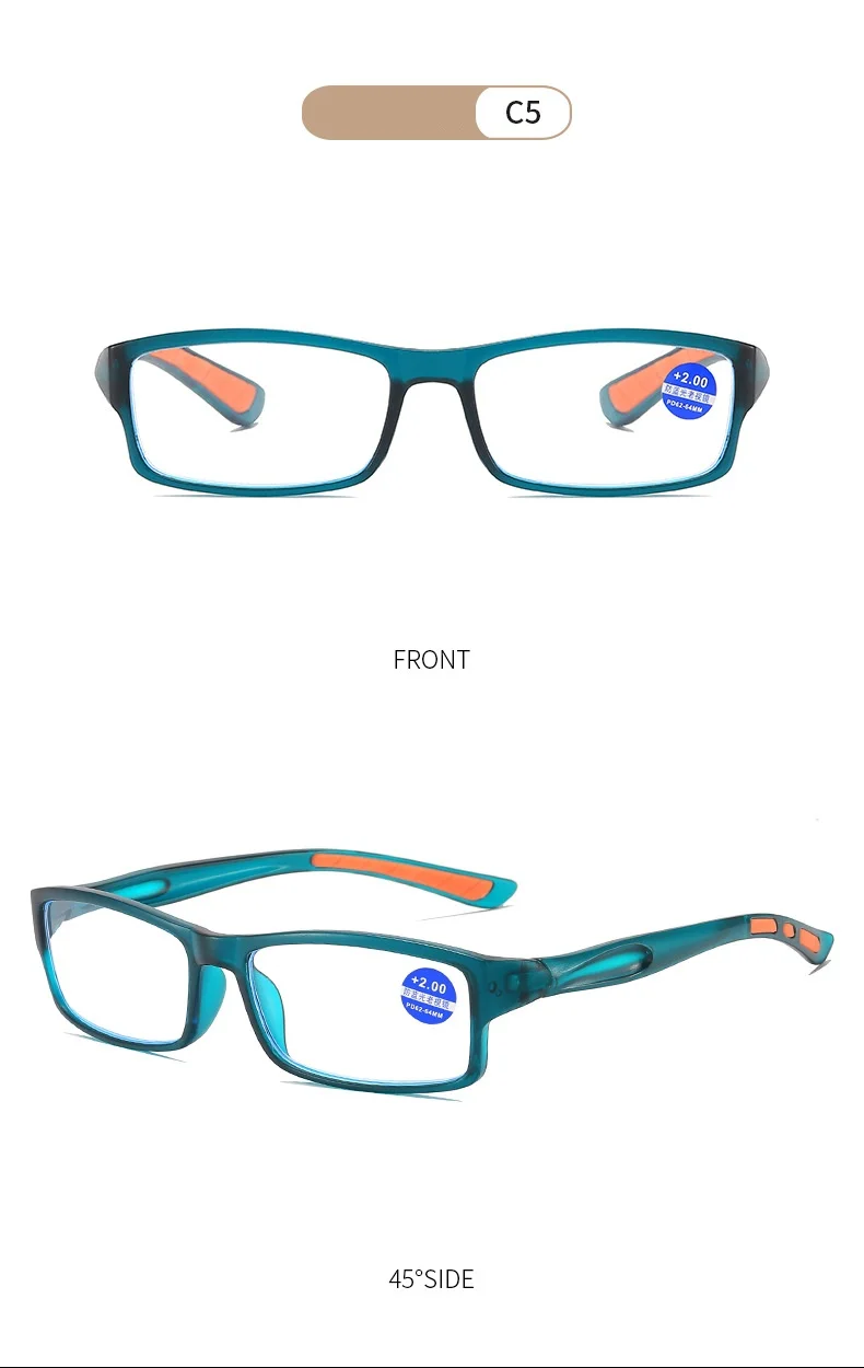 Sportliche Herren-Lesebrille, quadratische Computerbrille zum Lesen, blau, Vintage, Presbyopie, Hyperopie, optische Gläser +1.0 +1.5 +2.0 +2. – Detail 11