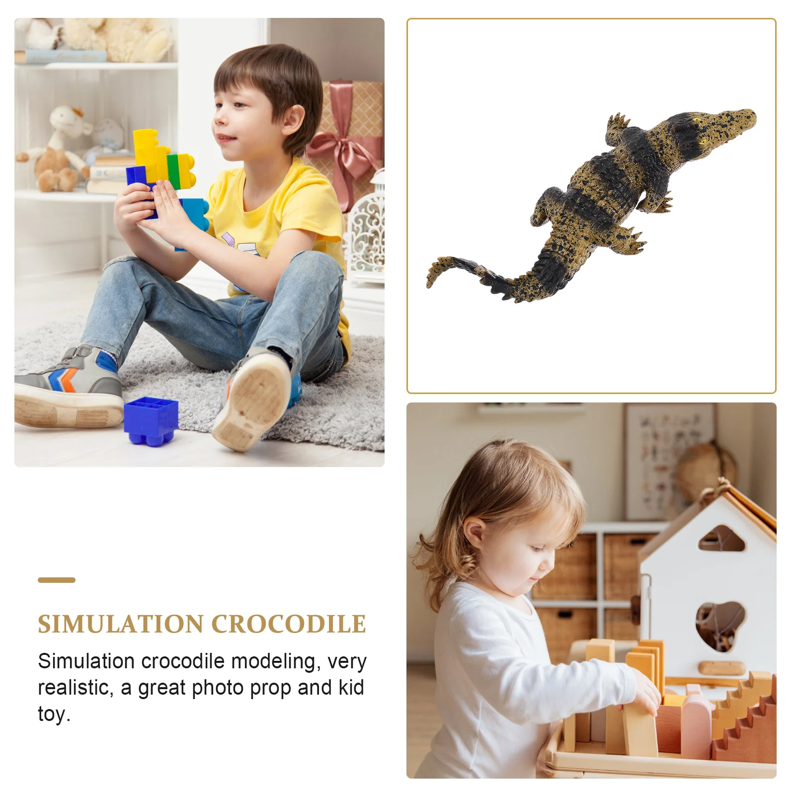 Soft Rubber Crawling Crocodile Toy Animals Model Kids Cognitive Simulated Early Education Plaything Decoration