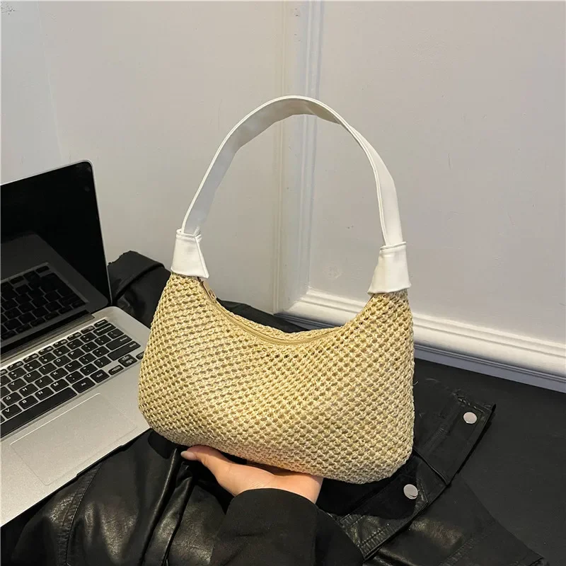 

Women Straw Dumpling Bag Large Capacity Weaving Tote Handbag Beach Woven Tote Bag Ladies Summer braided straw Bag