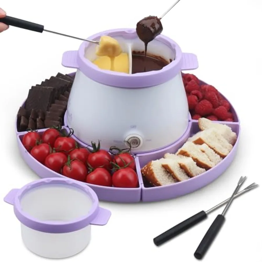 

Electric Fondue Pot Set with 2 Pots Melting Chocolate Warmer for Dipping Candy Chocolate Electric Fondue Pot Set with Forks 2.5