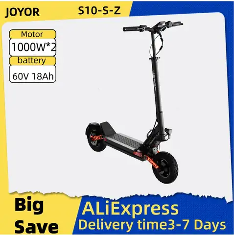 JOYOR S10-S-Z Adult E-scooter 1000W*2 Dual motors 60V18Ah Battery  Escooter 10 Inch Off Road Tire Off Road Electric Scooter