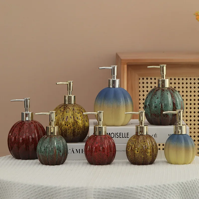 soap dispenser Pumpkin ceramic hand sanitizer bottle shampoo and shower gel press and dispense bottle     decoration   dispenser