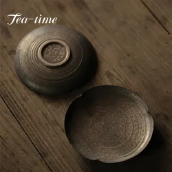 2pc/Set Japanese-style Ceramic Retro Tea Coaster Stoneware Coaster Potholder Kung Fu Tea Cup Holder Tea Ceremony Accessories
