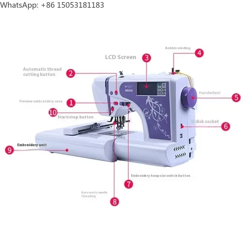 YB-1500 Mini Electric Portable Desktop Full Automatic Multi-Function Sewing Machine for Quilting in  Use