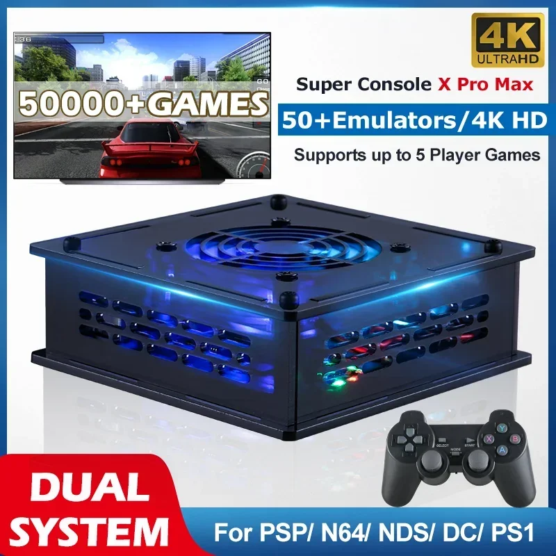 Super Console X Pro Max 4K HD TV Video Game Consoles Dual System S905X CPU 70000+ Games 50+ Emulators For PSP/PS1/N64/DC