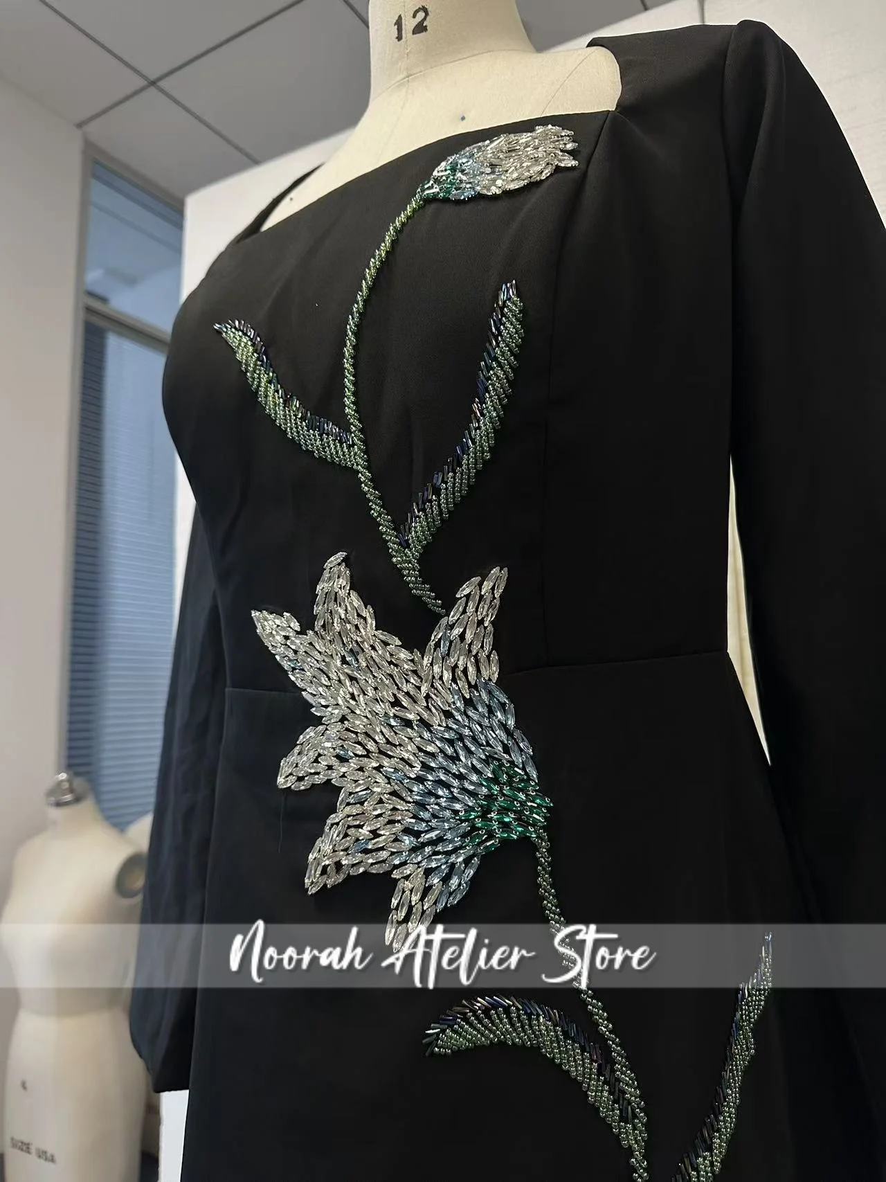 Nieuwe hemelsblauwe vierkante kraag luxe hoge kwaliteit vrouwen avondjurk 2025, applicaties bruiloft lange jurk vestidos aangepast