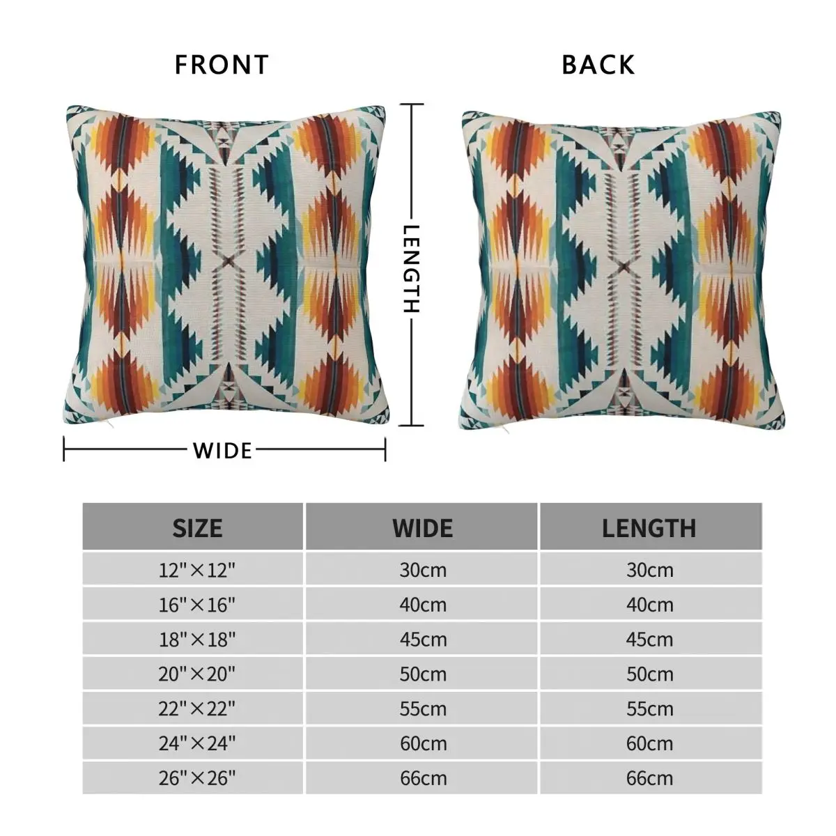 Navajo Bow Arrows Turquoise Square Pillowcase Polyester Linen Velvet Pattern Zip Decorative Pillow Case Home Cushion Cover