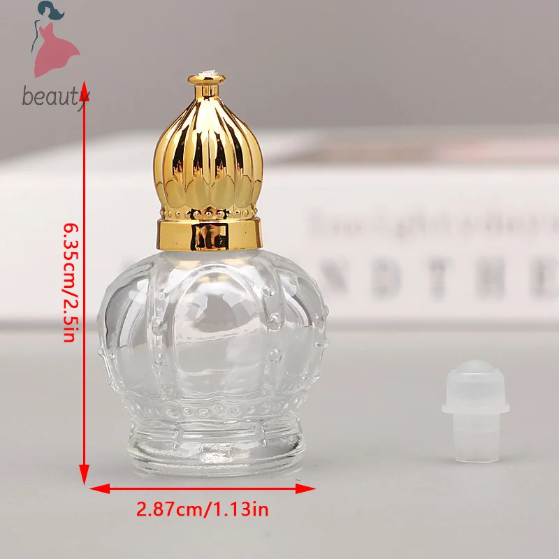 Mini Frasco de Amostra Vazia Transparente Vintage, Garrafas de Óleo Essencial, Garrafas Recarregáveis, Conta-gotas, Perfume, Vidro Dourado, 15ml