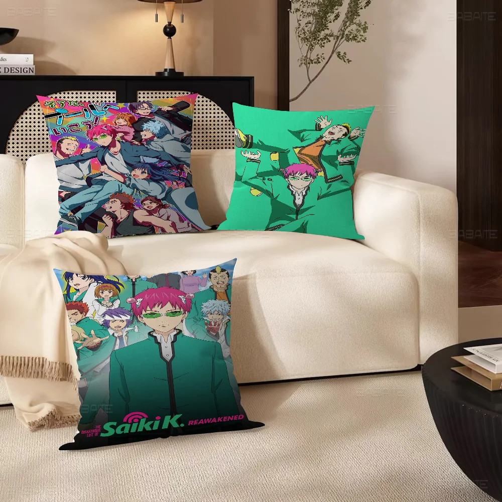 

Anime Disastrous Life Of Saiki Pillowcase Toon Gift Cushion Cover Bedroom Home Sofa Chair Seat Decor Pillow Case