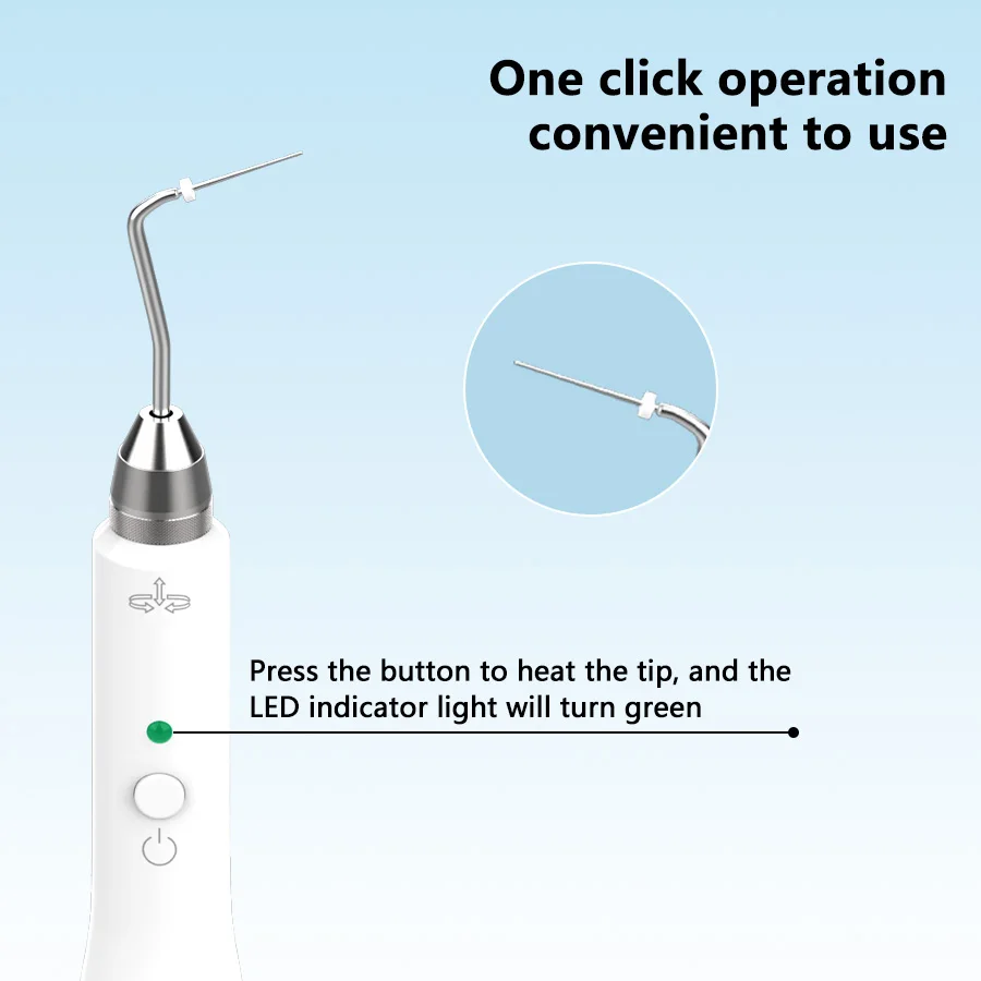 Dental Cordless Gutta Percha Obturation Pen System napełniania kanałami korzeniowymi + 2 końcówki 3 sekundy Szybkie ogrzewanie Dental Gutta-percha