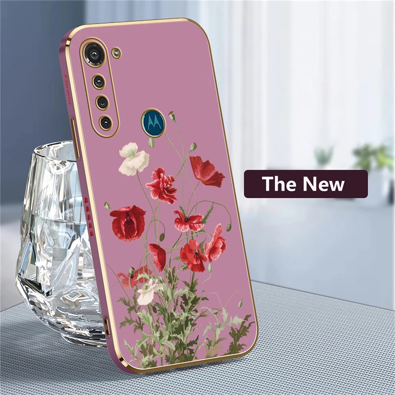 G8 Power Flower Case For Moto G53 G22 G30 G50 G52 G60 G9 Play Plus G60 G40 Fusion E7 Edge20 Silicone Shockproof Cover Coque