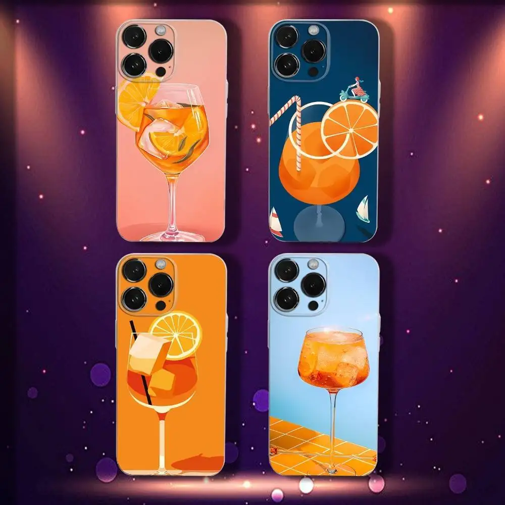 

Cocktail Spritz Art Phone Case For iPhone 17,16,15,14,13,12,11 Pro,Max,Plus,X,XS,XR,SE4,E Mini Transparent Soft Cover
