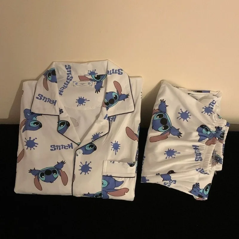 

Stitch pajamas women's summer short-sleeved shorts ins two-piece set cute cartoon Disney women's loungewear