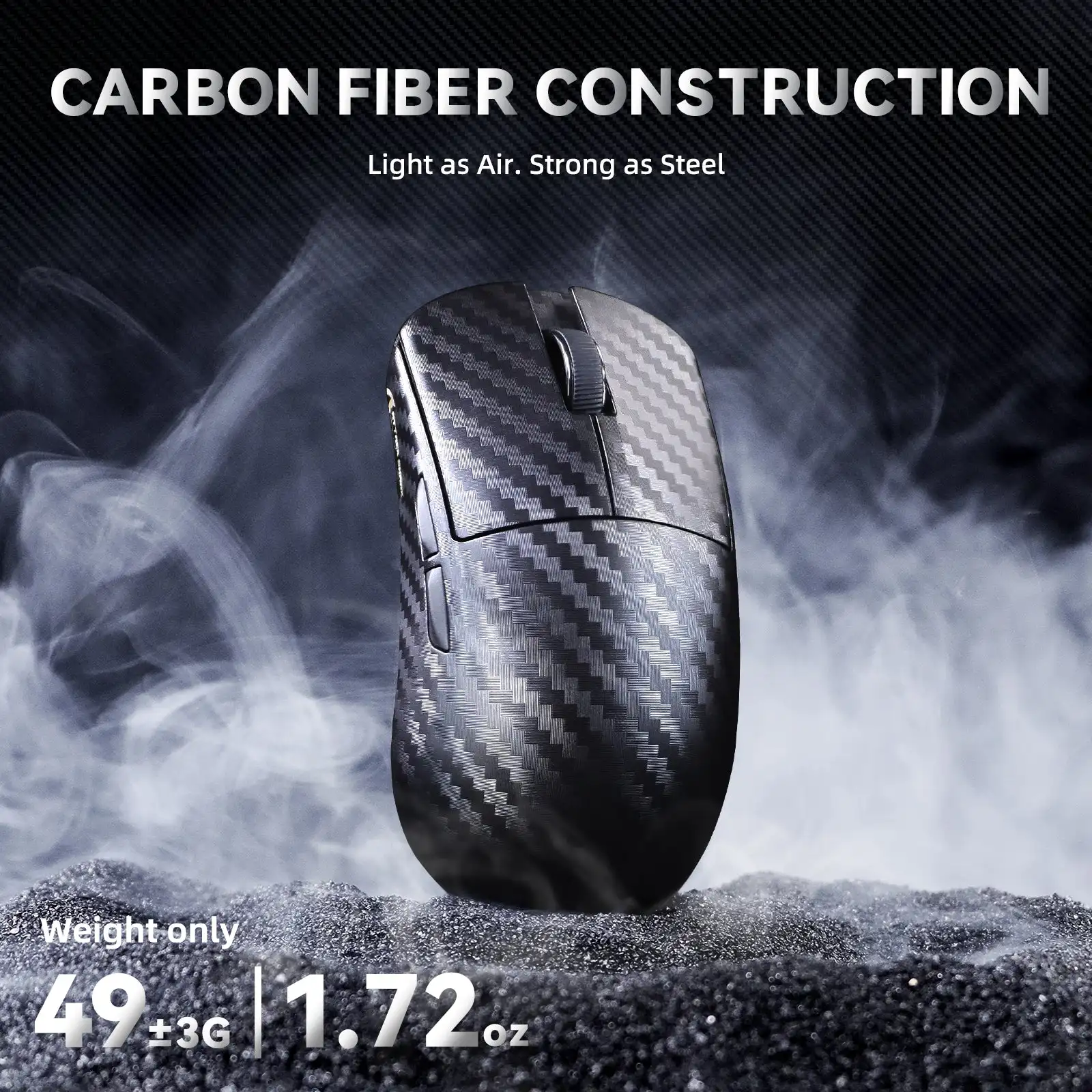 ATTACK SHARK R11 ULTRA Carbon Fiber Wireless 8K PAW3950MAX Gaming Mouse,Tri-Mode Wired/Wireless/Bluetooth,49g Ultra-Lightweight