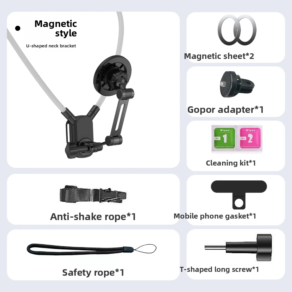 First-Person Neck Phone Holder For Live Streaming - Vlog Shooting, Cycling, Fishing, Outdoor Sports, Magnetic Universal Phone Mo