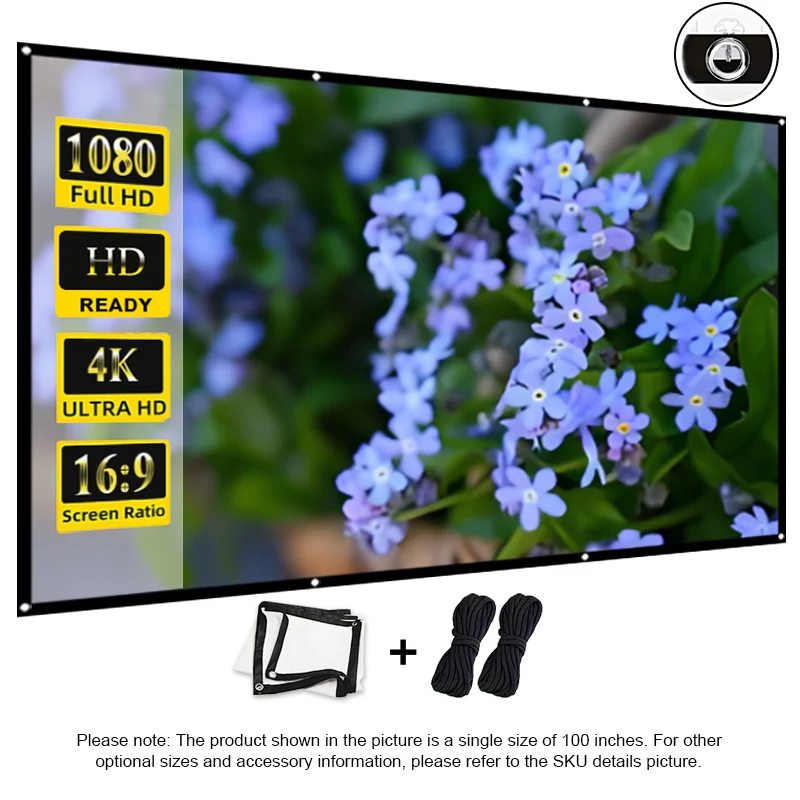 

60/72/84/100/120/150 inch outdoor high-definition white soft screen 16:9, projector specific soft screen with rope