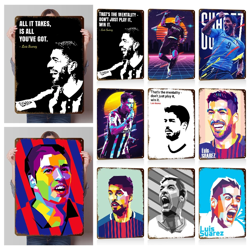 Luis Suárez Football Player Wall Art Metal Posters Custom Vintage Metal Tin Signs for Fans Room Home Decor Decoration Bedroom