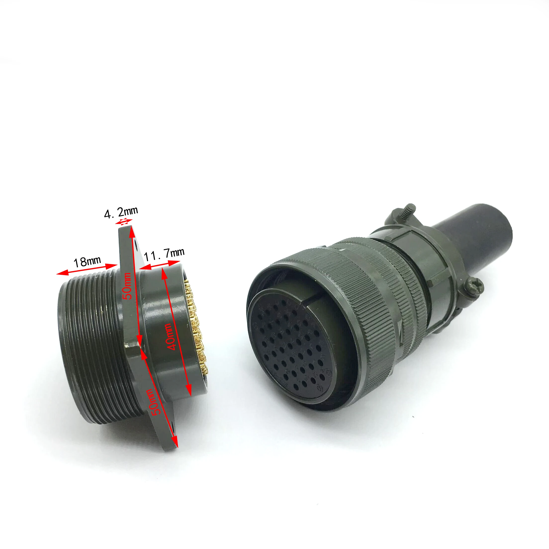 Imagem -02 - Tomada de Plugue de Aviação Padrão Americano Conector Impermeável Reto M40 Placa Dourada 37 Pinos Ms3108a2821s Ms3102a28-21p 37 Núcleos