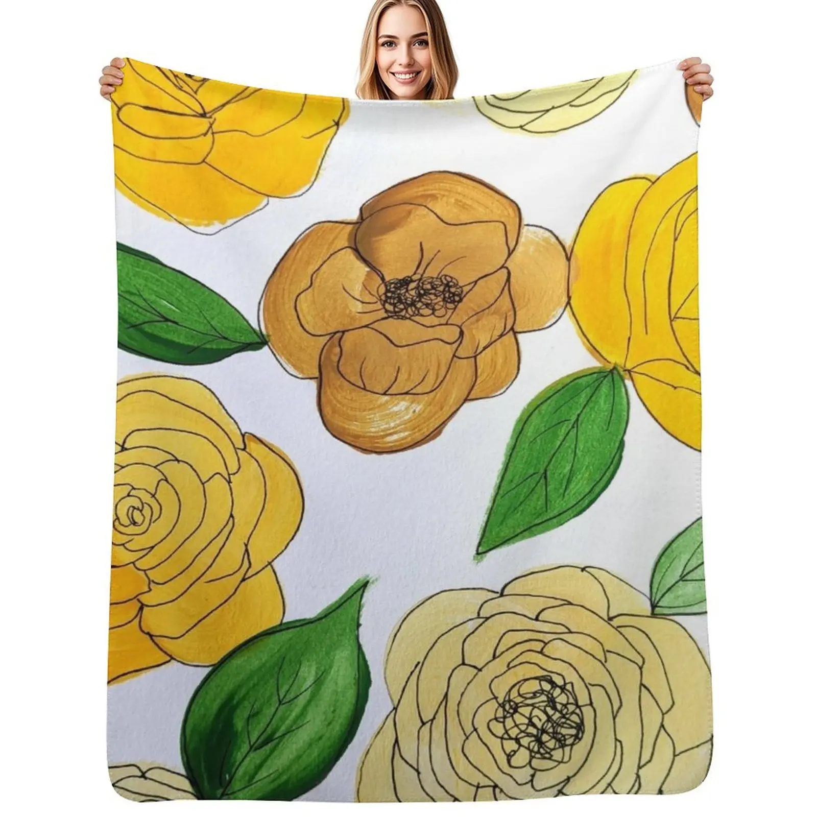 Brown and Yellow Throw Blanket Cozy Sofa Blanket for TV Watching Napping