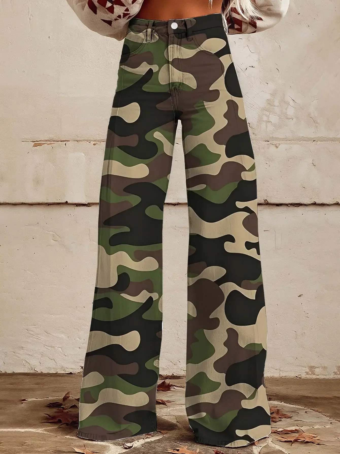 

2026 New Women's Jeans Imitation Denim Fabric Casual Fashion Comfortable Camouflage Pants,camouflage pants