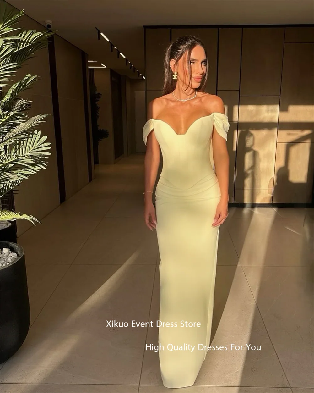 Xikuo Vintage Mermaid Evening Dresses Off The Shoulder Vestidos De Festa Sweethear Satin Floor Length Party Prom Gown Customized