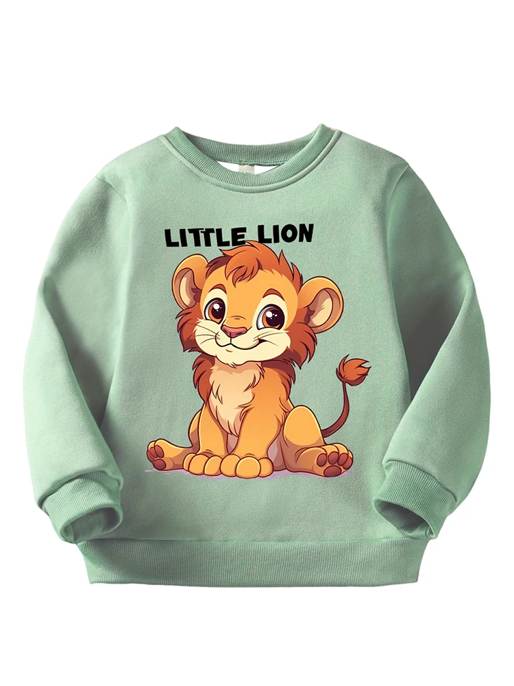 سويت شيرت بياقة دائرية عصرية جديدة للأطفال لعام 2025، نمط أسد صغير لطيف مطبوع ثلاثي الأبعاد، ملابس يومية، ملمس ناعم #2