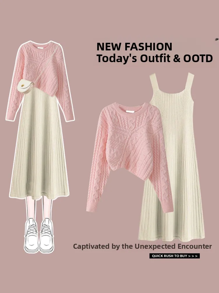 Suéter de punto japonés Retro para mujer, conjunto de monos con diseño holgado, suéter de hilo trenzado Sle, Otoño, Faion