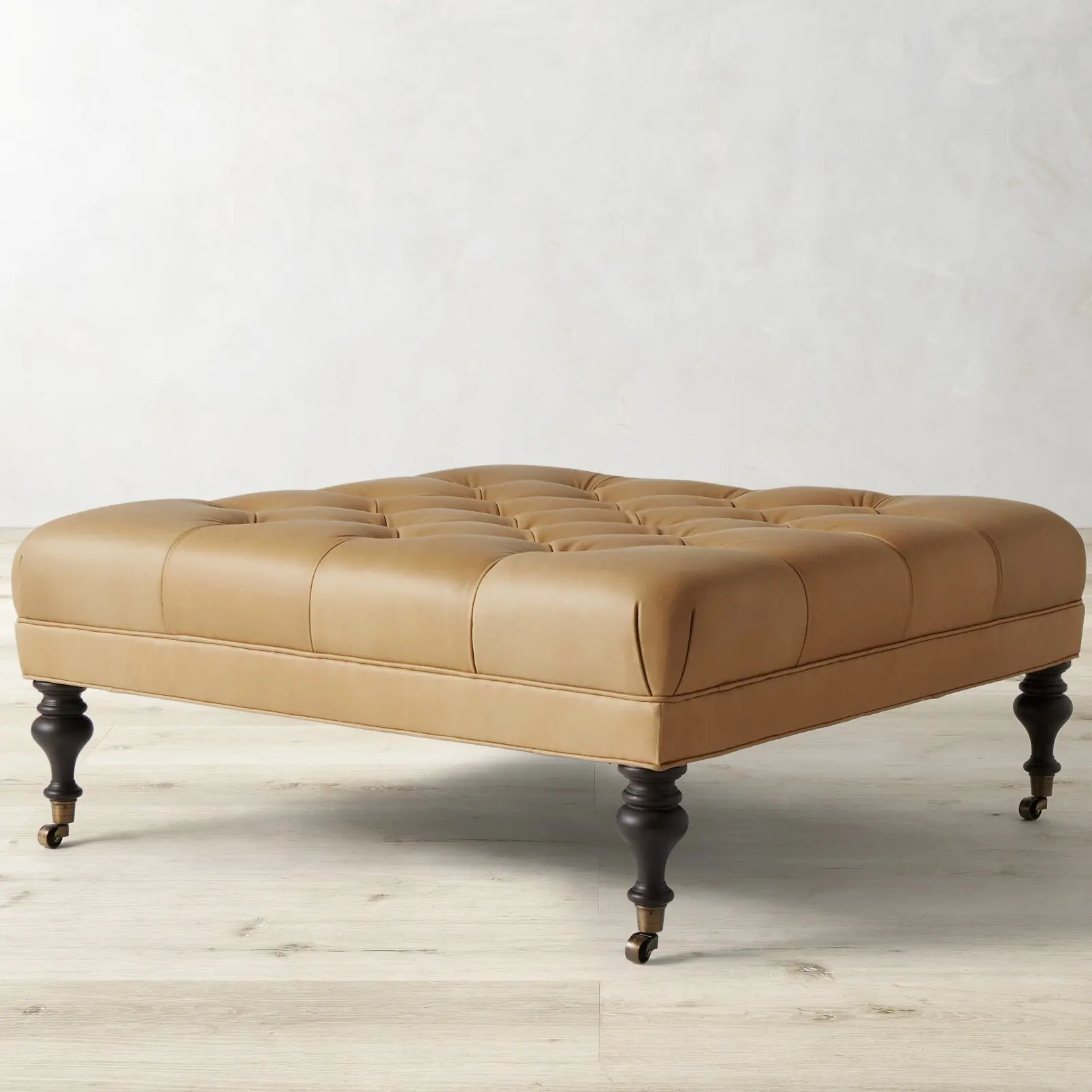 /High quality Modern brown leather coffee table square for living room