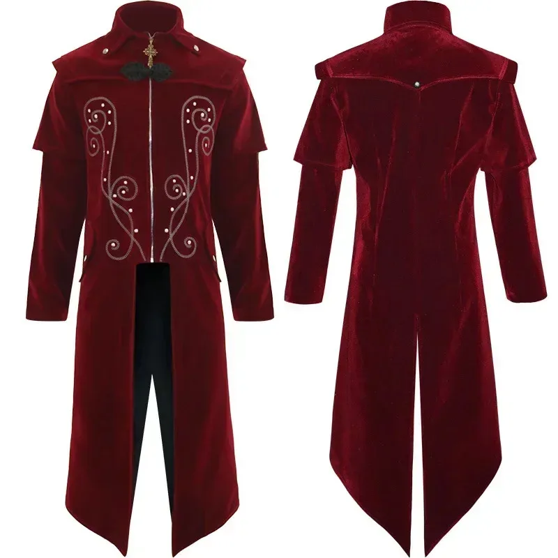 

Halloween Cosplay Gothic Vampire Coat Stand-up Collar Vintage Jacket Overcoat