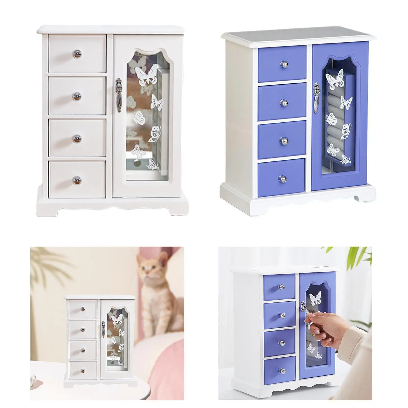 Wood Jewelry Box Ornament Trinket Storage Box for Bracelets Rings Necklaces