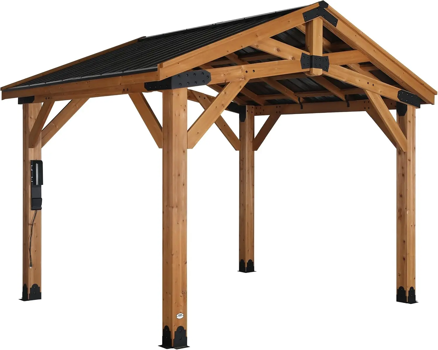 Norwood 12 ft. x 10 ft. Cedar Wood Gazebo Pavilion,Thermal Insulated Hard Top Steel Roof, Durable, Supports Snow Loads and Wind