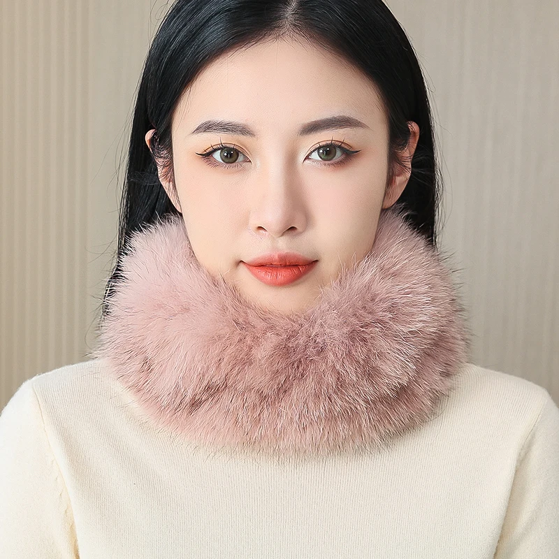 フォックスファースカーフ-レディース-冬用-暖かい-ネックプロテクター-空のシルクハット-ヘアバンド-スカーフ-おしゃれなグラデーション柄-不織布