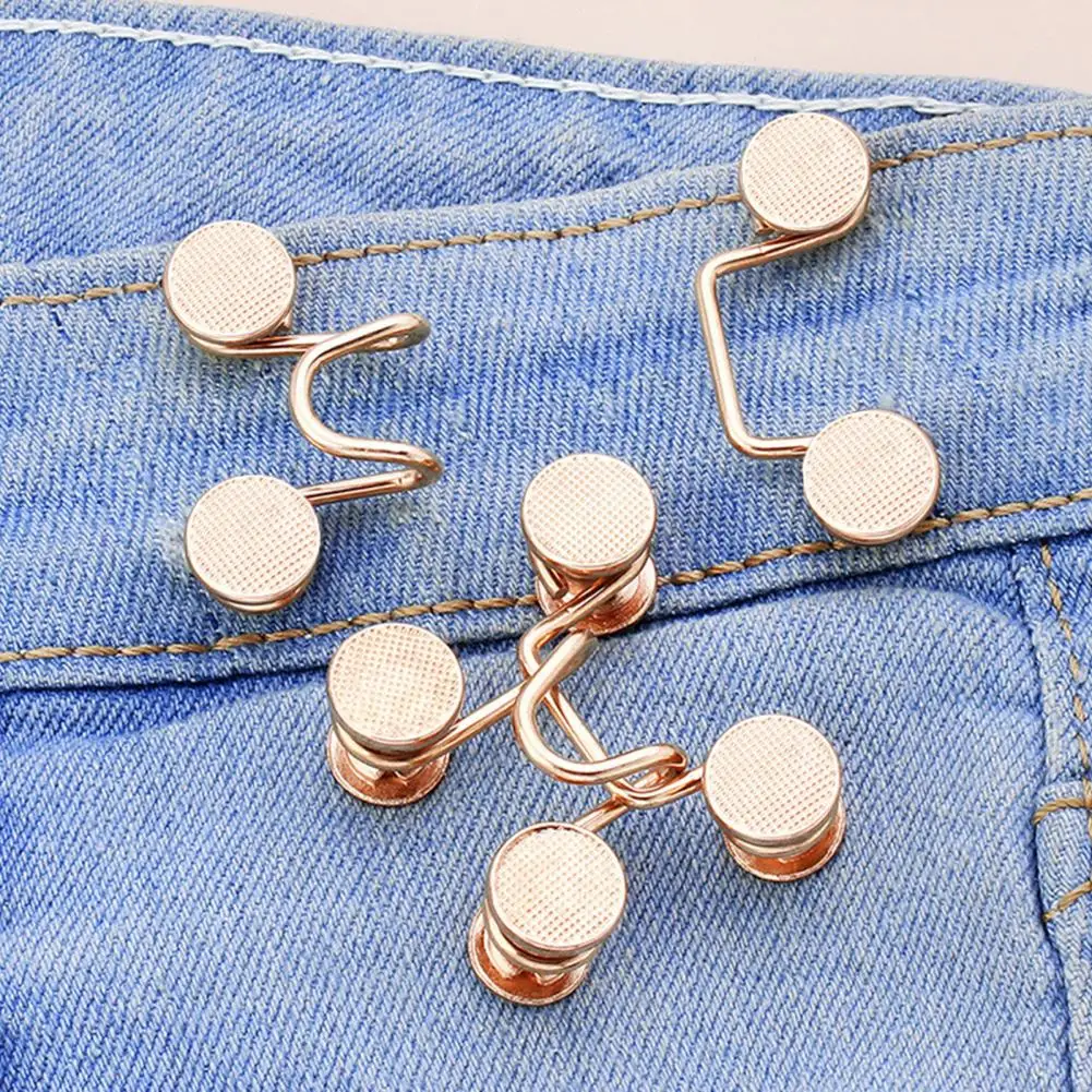 Versatile Pants Button Adjustable Waist Buckles for Jeans No Sewing Easy Install Reusable Buttons for Pants Reduce for Ideal