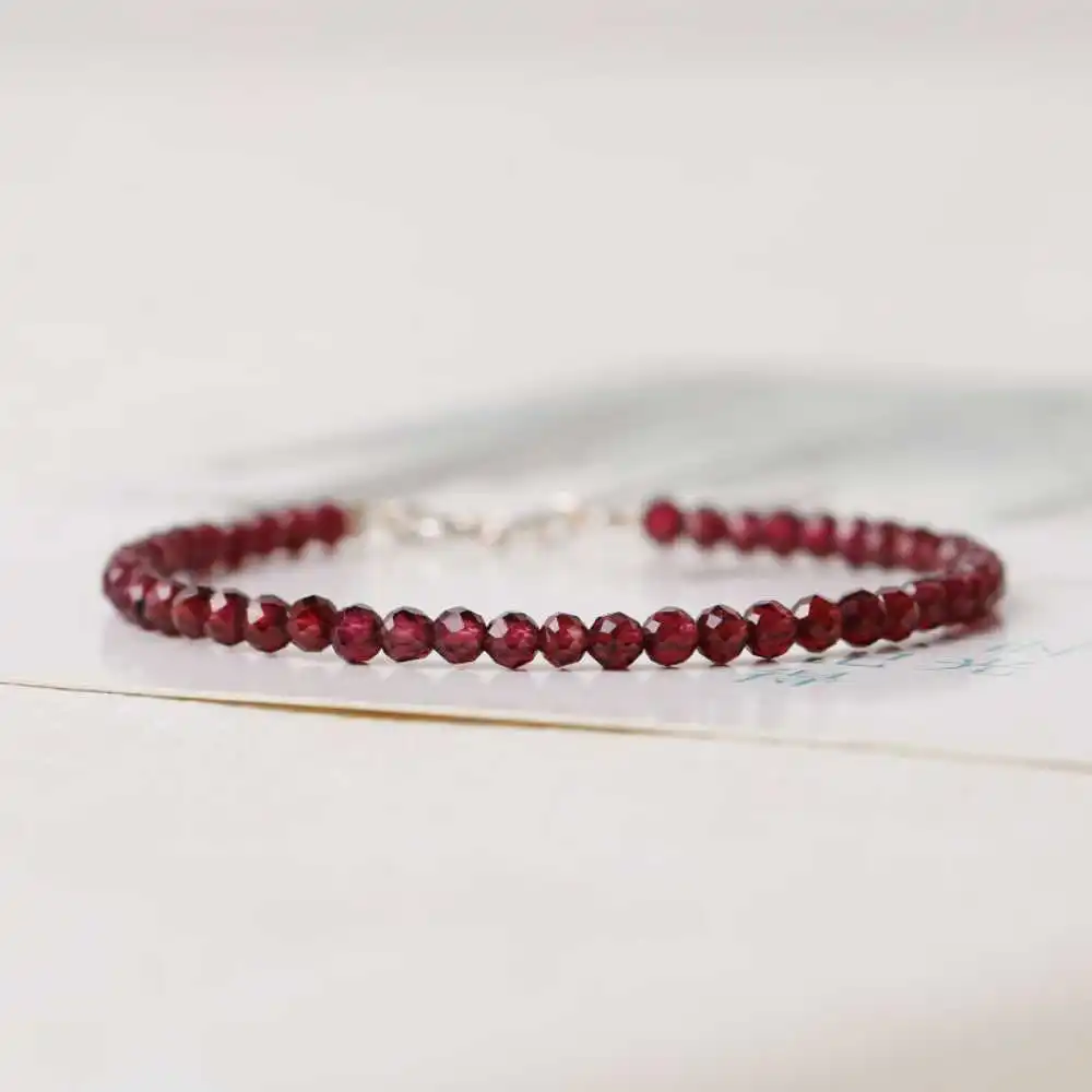 

3MM Natural Garnet beads Lucky Cuff Bracelet Men's Prayer Gift Calming Fancy Chakra spread Meditation Christmas