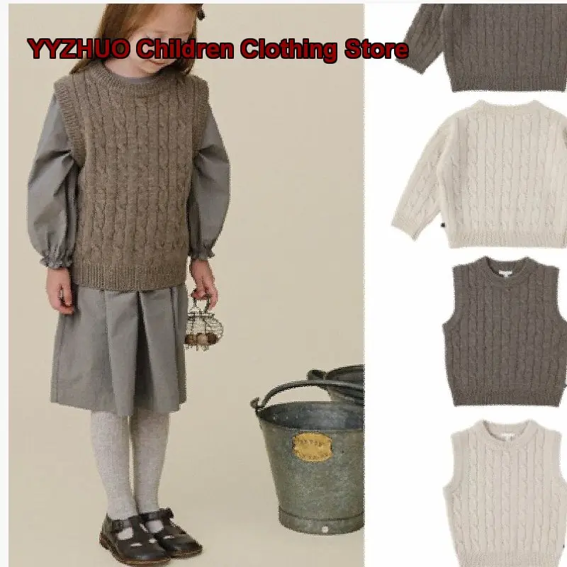 Boys Girls Autumn Winter Australian Blend Long Sleeves Knit Vest Warm Fleece Lined