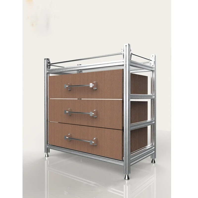 

Vintage Drawer Cabinet Birch Ocean Panel Display Cabinet Showcase Shelf Storage Bedside Table Stainless Steel