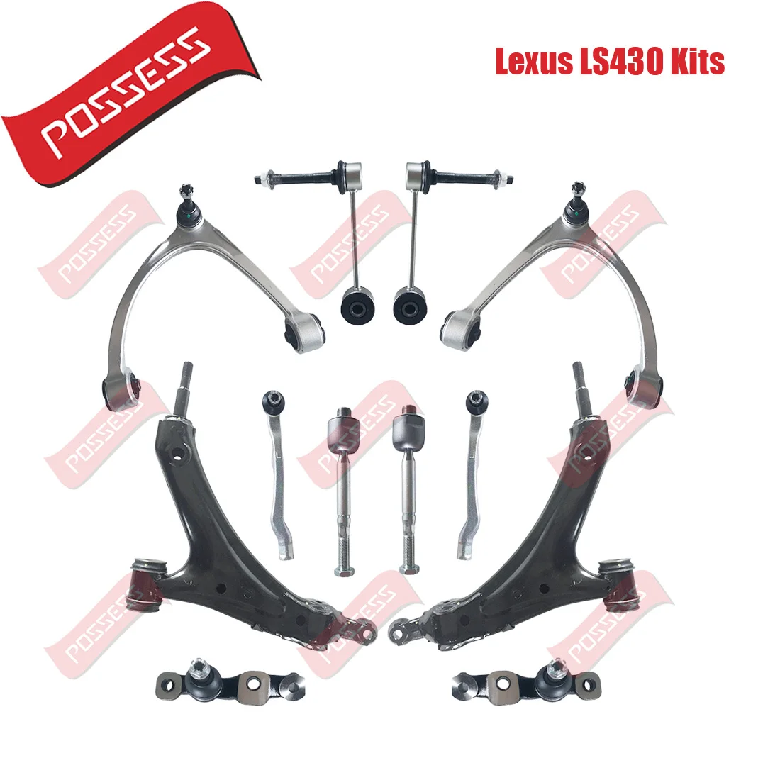 12 Pieces Front Axle Suspension Control Arm Ball Joint Stabilizer Link Tie Rod End Kits For Lexus LS430 UCF30 2000-2006