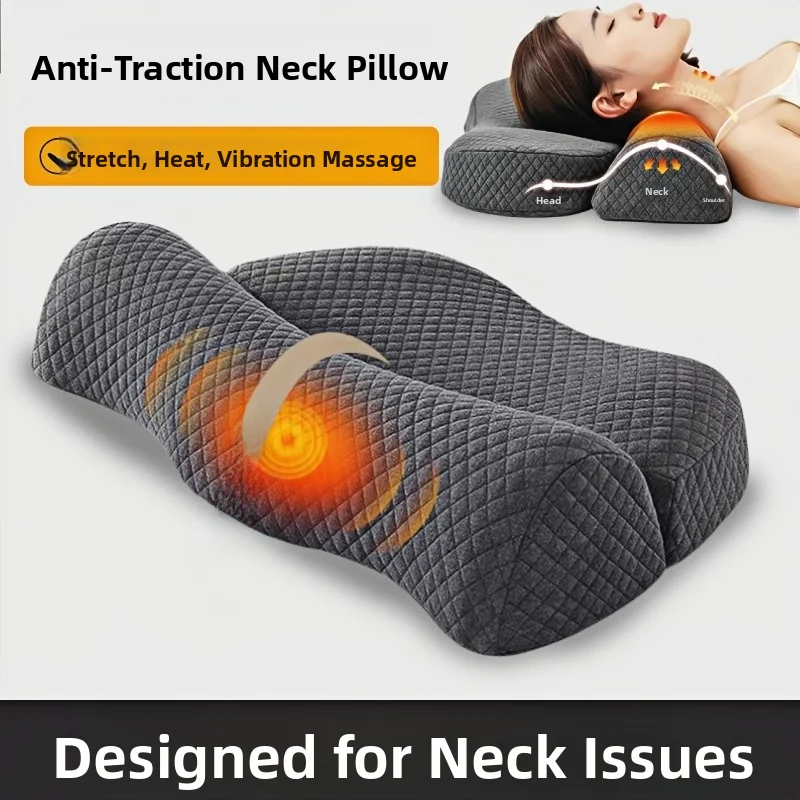 Neck Support Pillow Slow Rebound Anti-Arched Traction Sleeping  Neck Protection Curvature Turns Straight Pillow