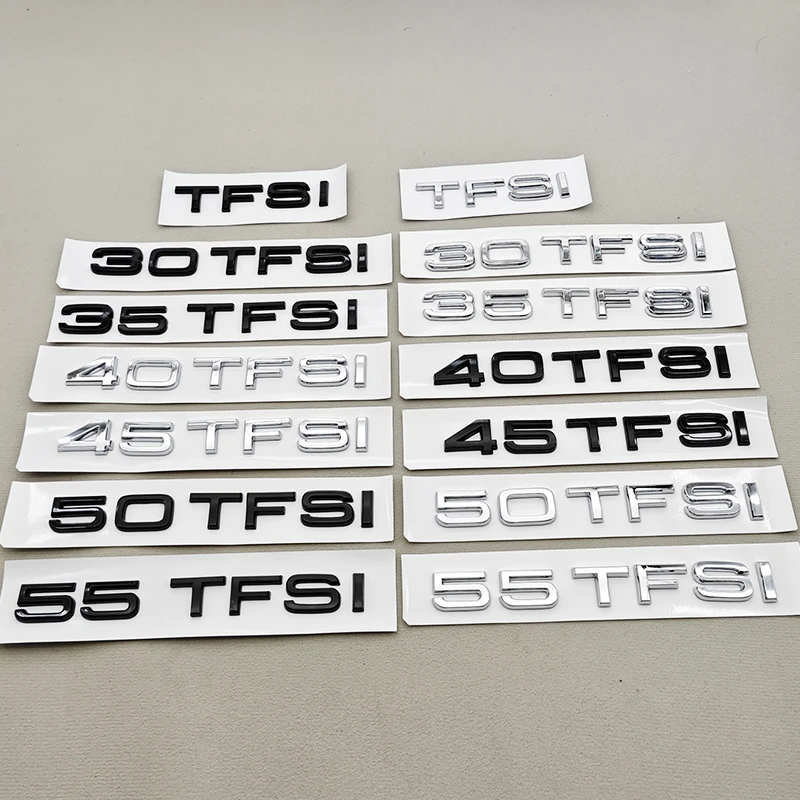 3D ABS Car Letter Logo 35TFSI 40TFSI 45TFSI Rear Trunk Tail Badge Emblem Decal For Audi A4 A5 A6 A8 Q3 Q5 Q7 Sticker Accessories