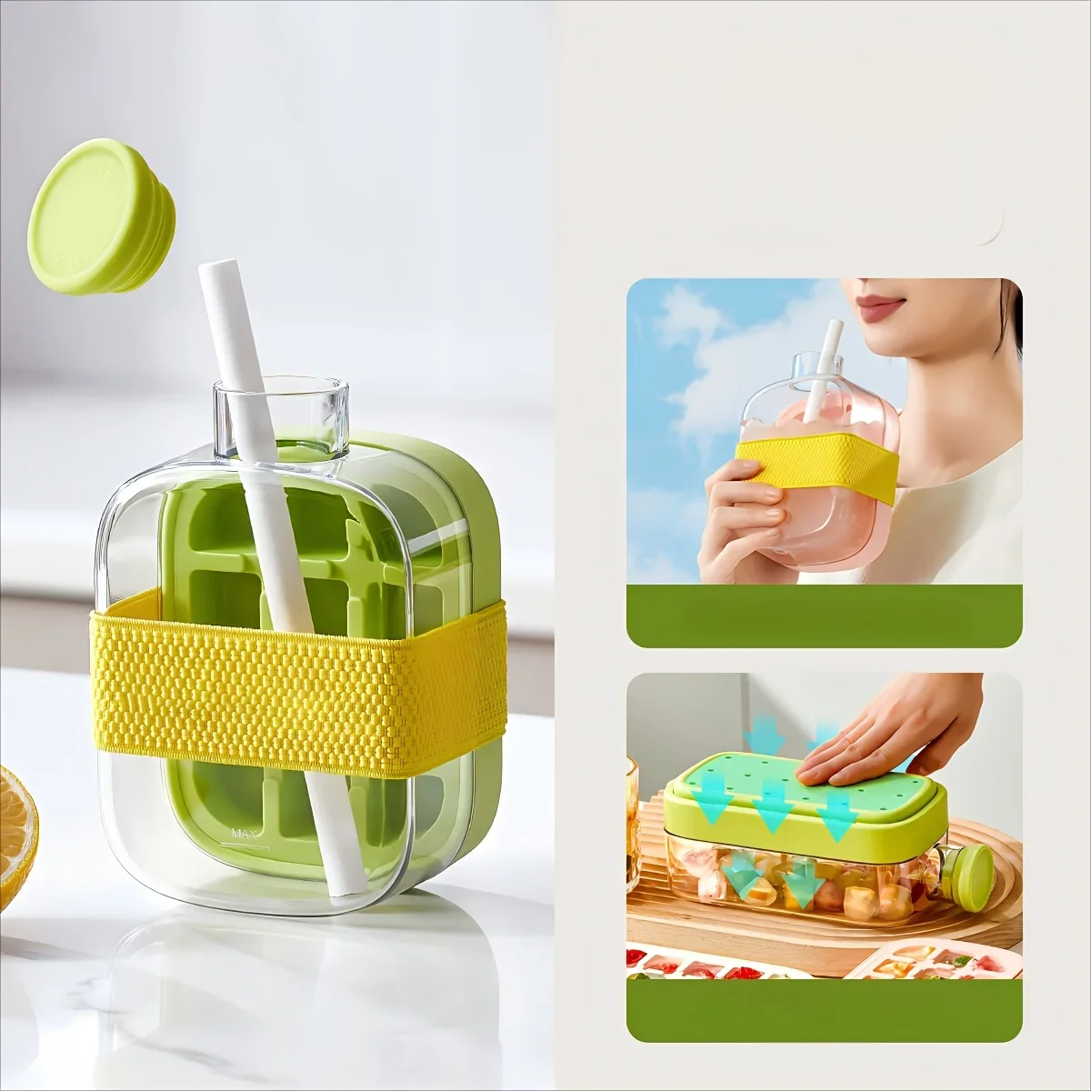bandeja de molde para cubitos de hielo, prensa para botella de hielo, tetera con pajita, whisky, helado, botella de agua, fabricante de cubitos de hielo, fácil prensa para liberar Bandeja de molde para cubitos de hielo, prensa para botella de hielo, tetera con pajita, whisky, helado, botella de agua, fabricante de cubitos de hielo, fácil prensa para liberar 6