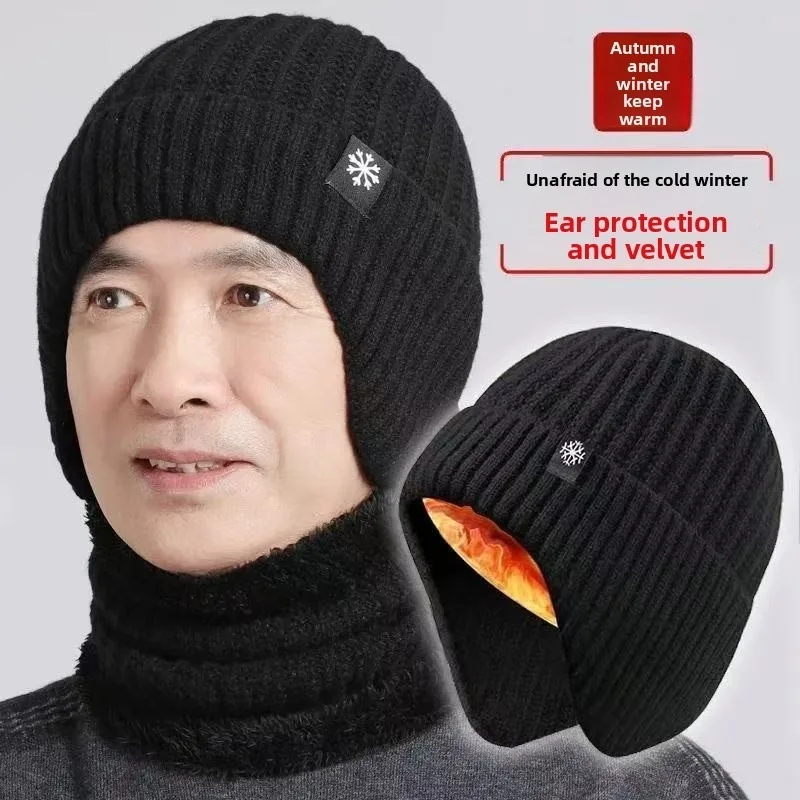 Premium Soft Thickened Knitted Wool Beanie Hat for Elderly Men Winter Warm Ear Protection Dad Grandpa Outdoor Daily Wear
