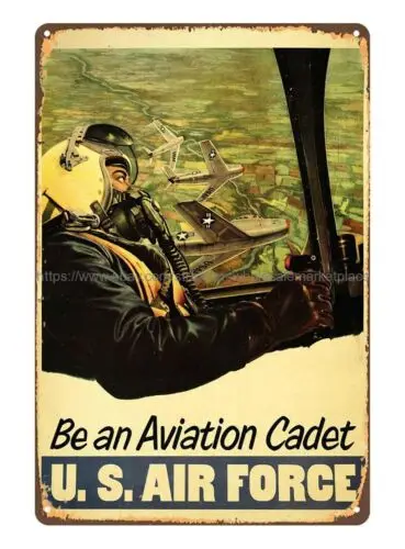 Be an aviation cadet U.S. Air Force 1953 American army recruiting metal tin sign