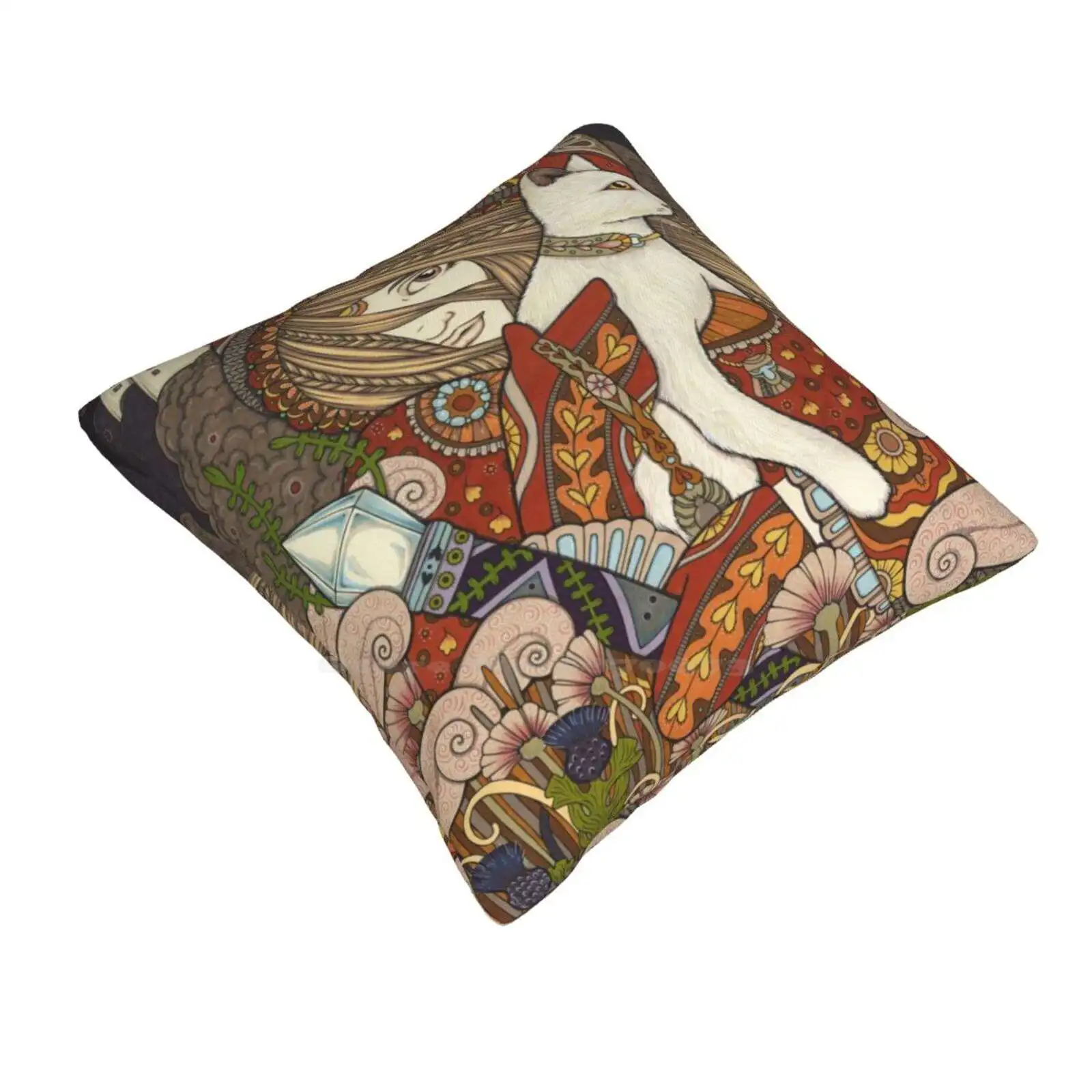 The Visionary Funny Cute Decor Square Pillowcase Ace Of Wands Tarot Cat Owl Creative Creatrix Ideas New Visions Mystical