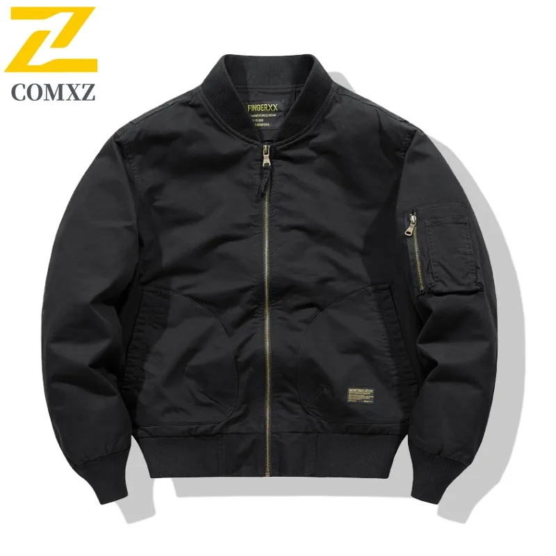 COMXZ Men Trendy Jacket Outdoor Windproof Travel Hunting Camping Pure Cotton Outerwear Lightweight Baseball Collar Trench Coat