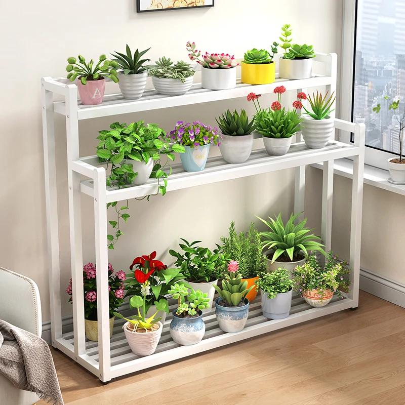 

Wrought iron flower stand shelf Balcony movable floor-to-ceiling ladder green plant stand High Quality