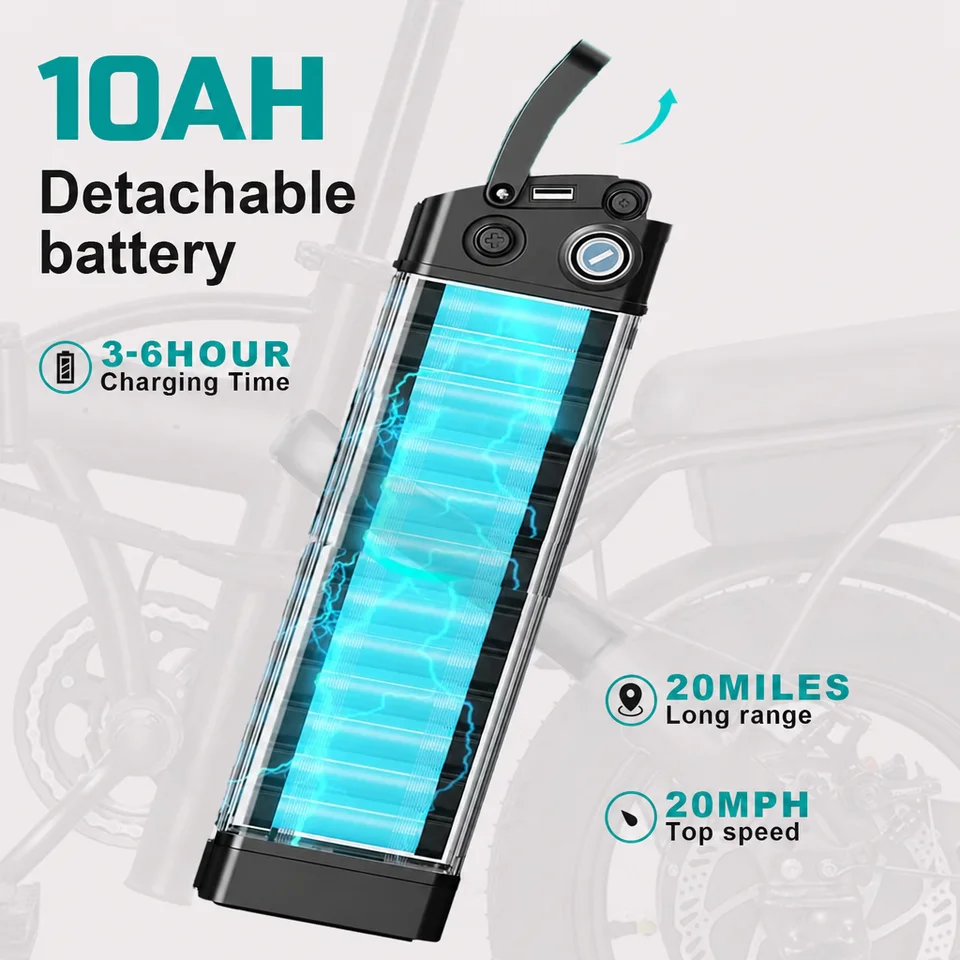 Adult Electric Bike,500W Motor,20MPH,48V Removable Battery,14inch Folding Electric Bike,1Year Warranty Ebike image 2