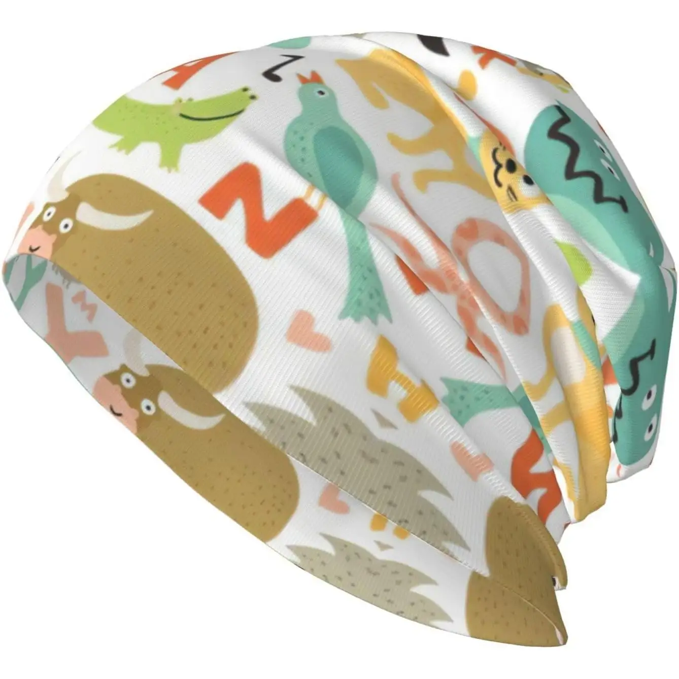 Удобная вязаная шапка унисекс с животным принтом алфавита зоопарка для взрослых и мужчин, стильная шапка для зимнего бега на открытом воздухе, черная