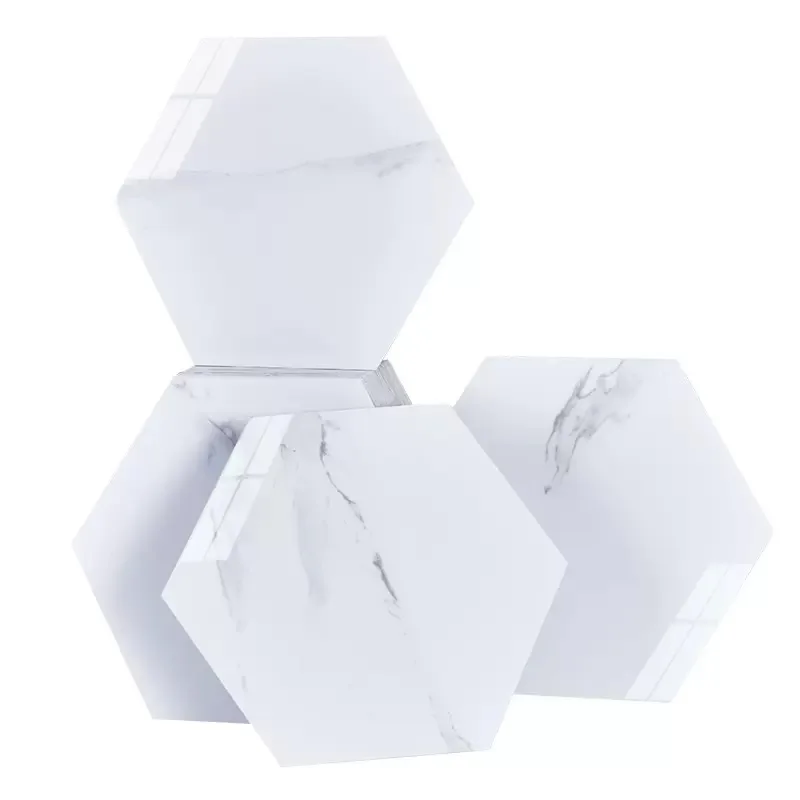 Imagem -05 - Auto-adesivo Adesivo de Parede Hexagonal Adesivo Impermeável tv Background Grão de Madeira Papel de Parede Cerâmico Decoração 20 Pcs
